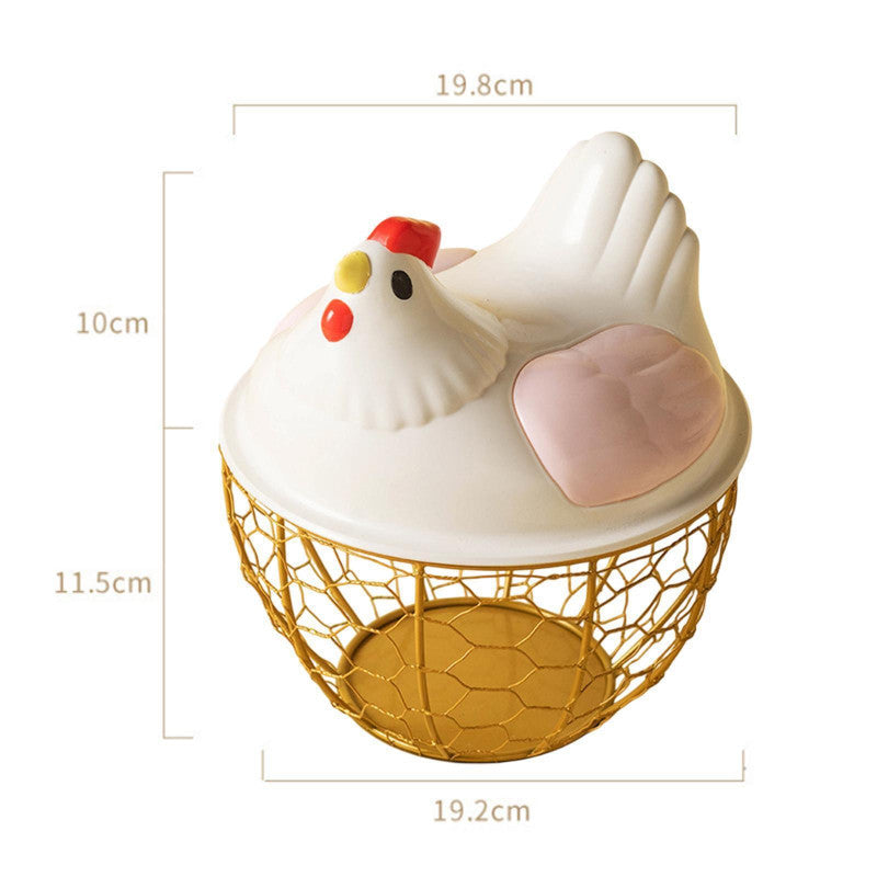 Hen-Shaped Egg Storage Basket With Lid