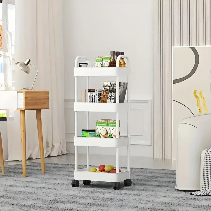 4 Tier MultiFunctional Storage Shelf with Rolling Wheels