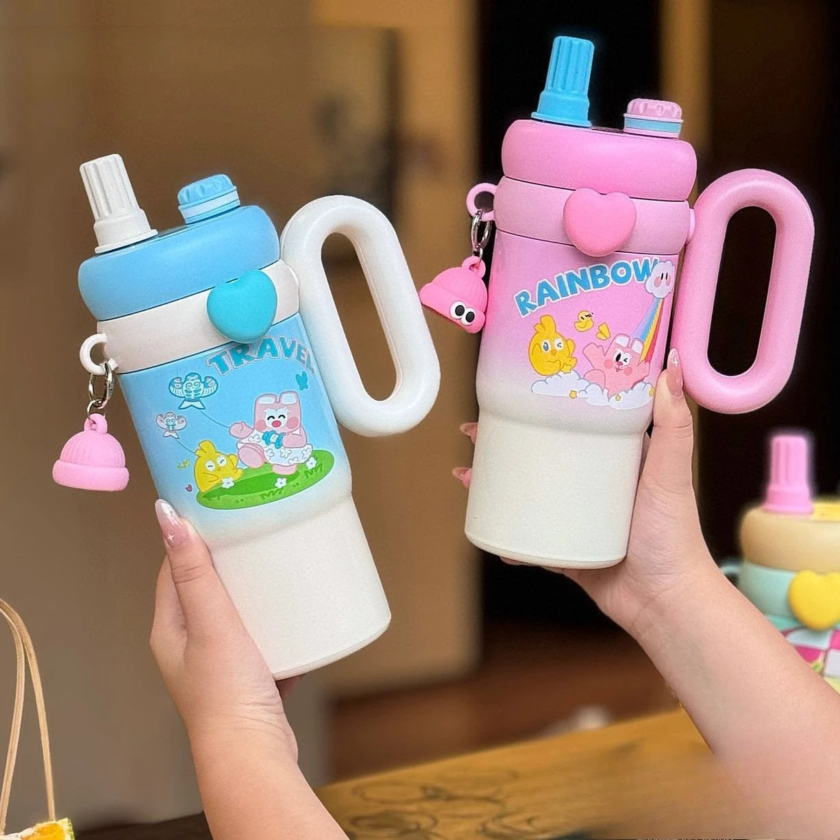 Cartoon Printed Stainless Steel Vacuum Bottle (850ML)