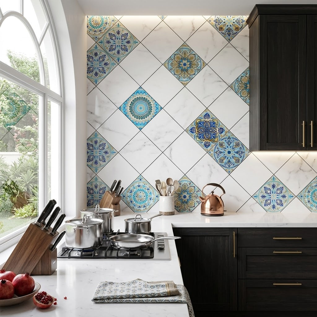 Waterproof Geometric Pattern Marble Sheet (60cm x 2m)