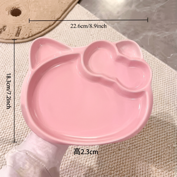2Pcs Kitty Plate Set with Fork & Spoon