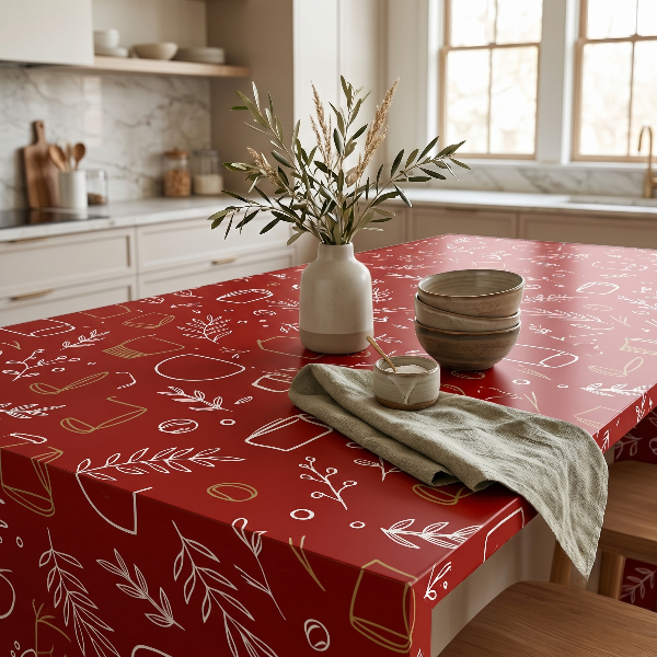 Self Adhesive Red Golden Leaf Marble Sheet (60x200 CM)