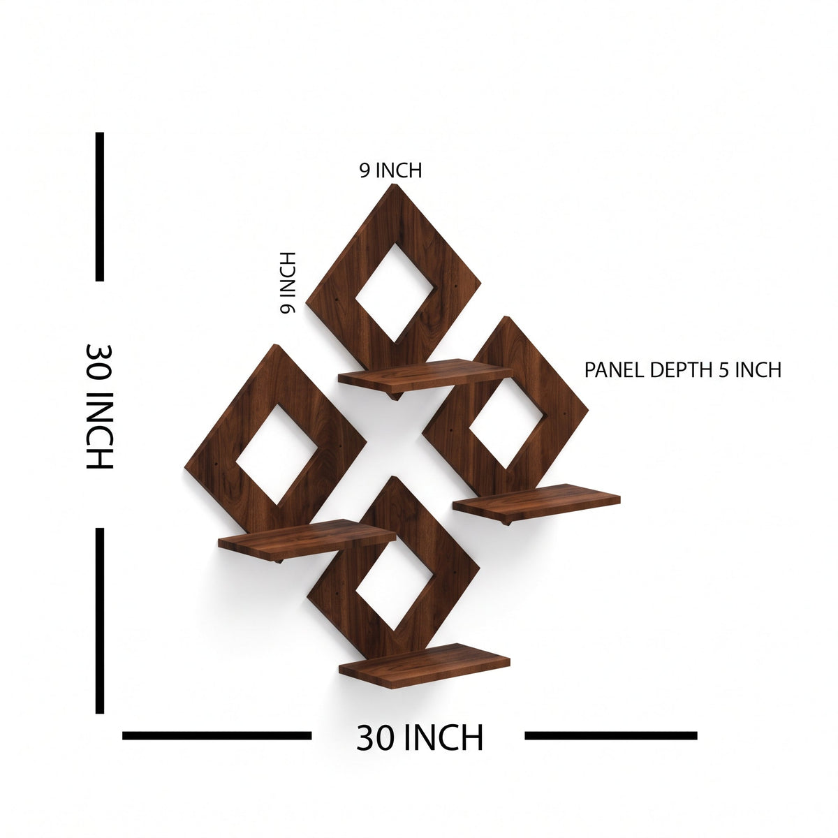 4PCs Wooden Geometric Wall Shelf