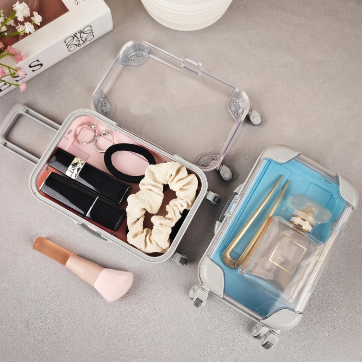 Elegant Mini Jewelry Makeup Trolley Case