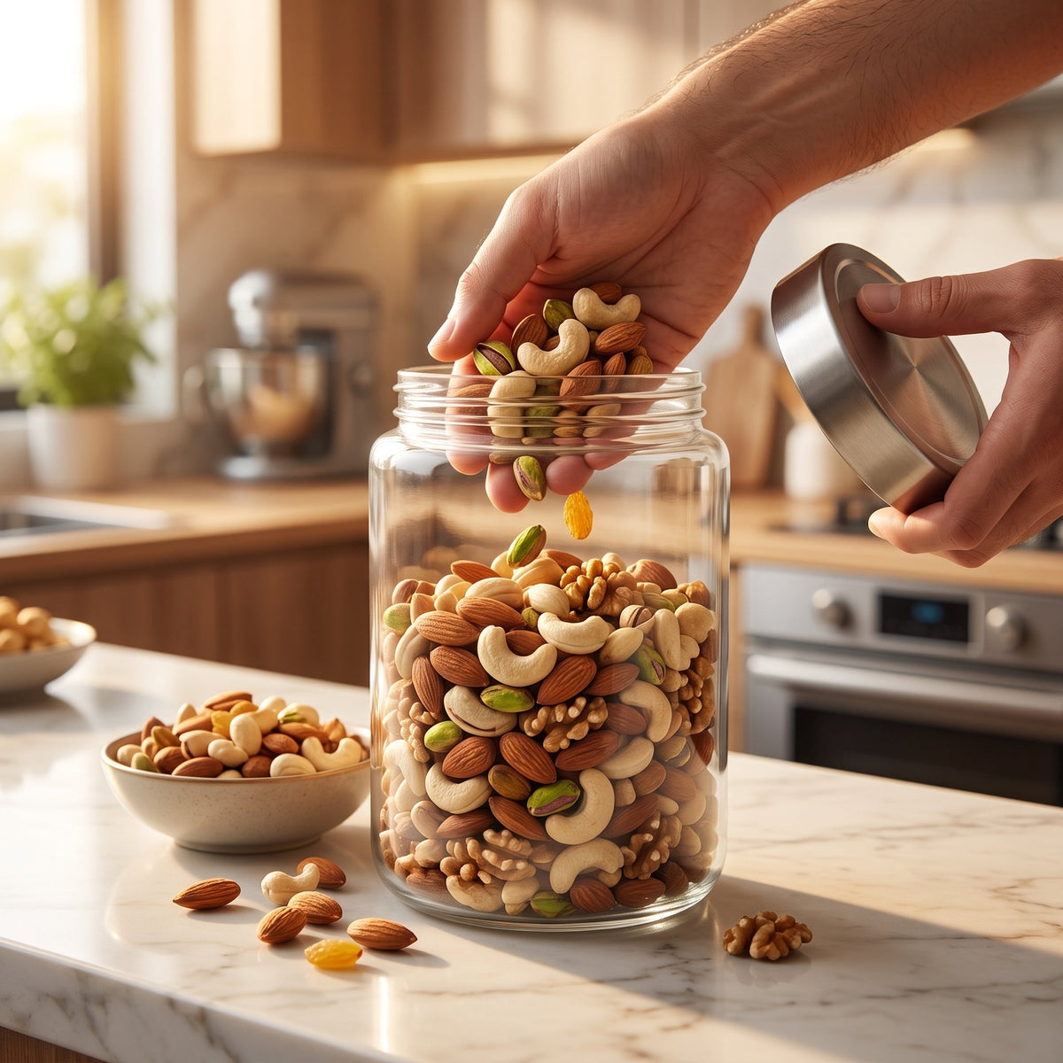 Elegant Transparent Glass Storage Jar 1.22L