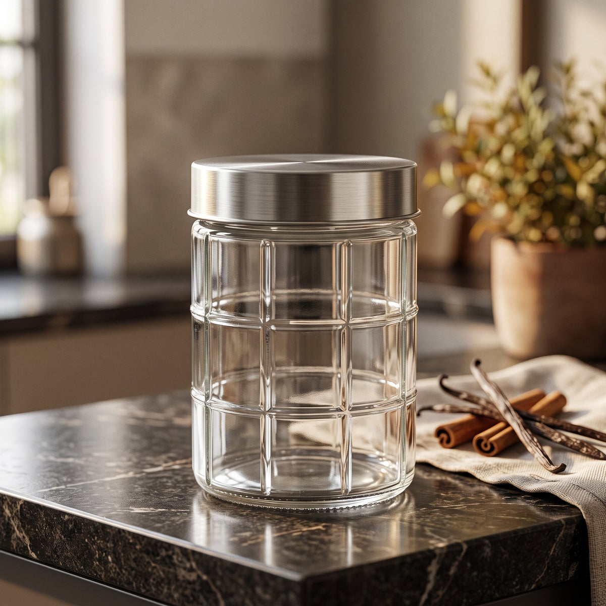 Elegant Glass Storage Jar With Lid