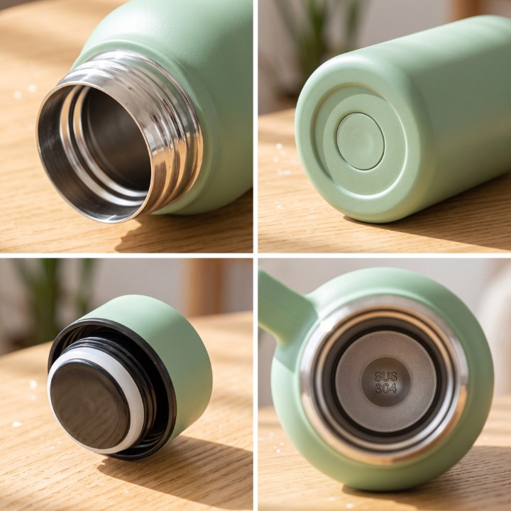 Stainless Steel Bottle With Wooden Cap Handle