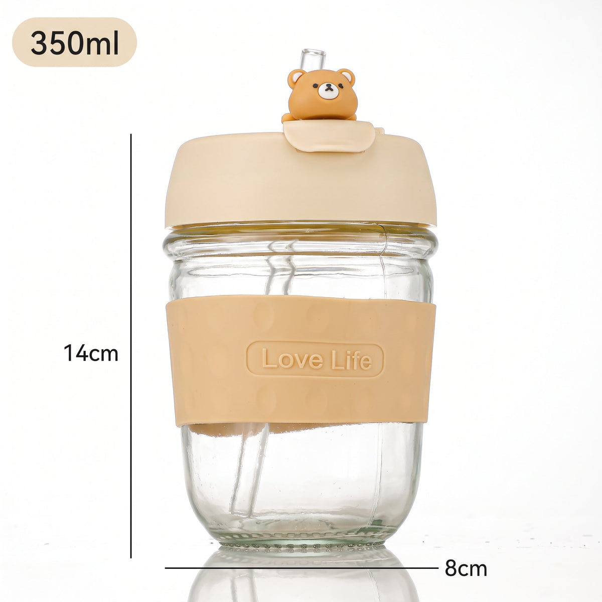 Elegant Animal Glass Mug With Sleeve & Straw