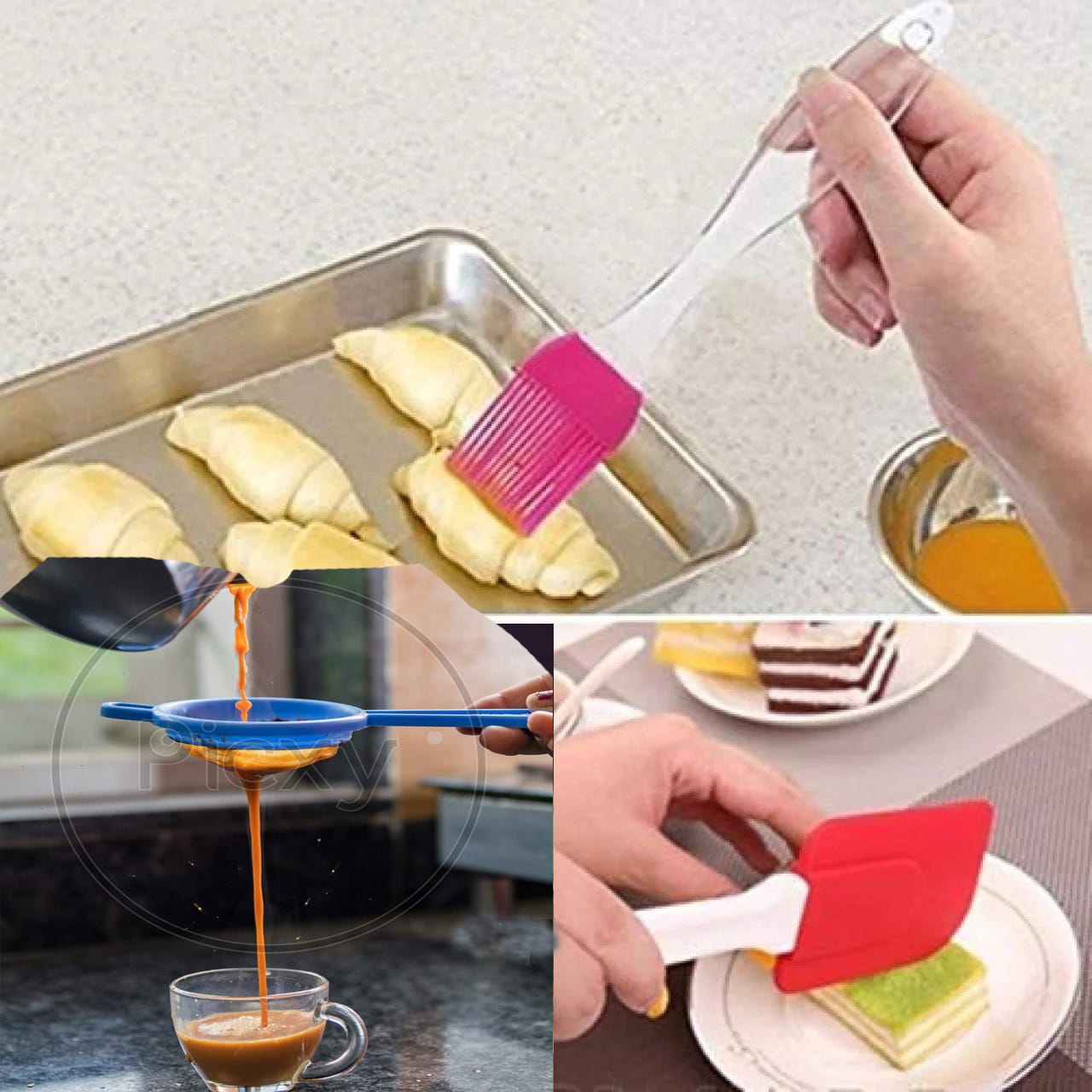Silicone Spatula & BBQ Brush With Tea strainer (Deal 3)