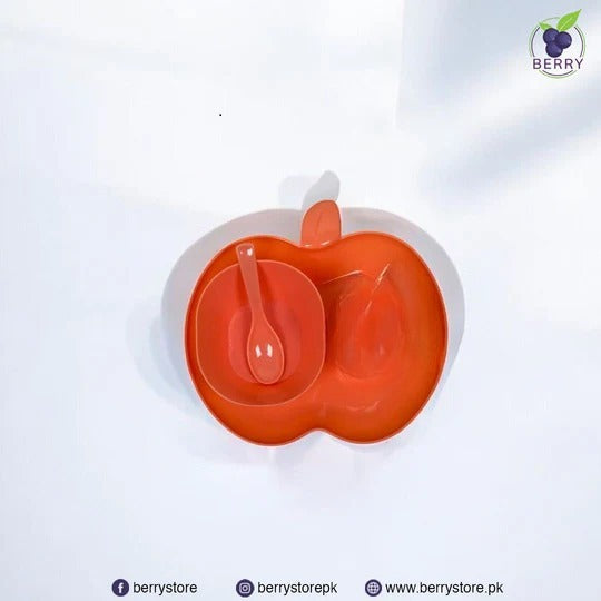 Apple Kids Set Apple Shape Plate, with Mini Bowl & Spoon Only