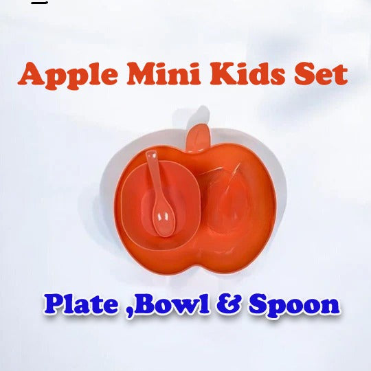 Apple Kids Set Apple Shape Plate, with Mini Bowl & Spoon Only