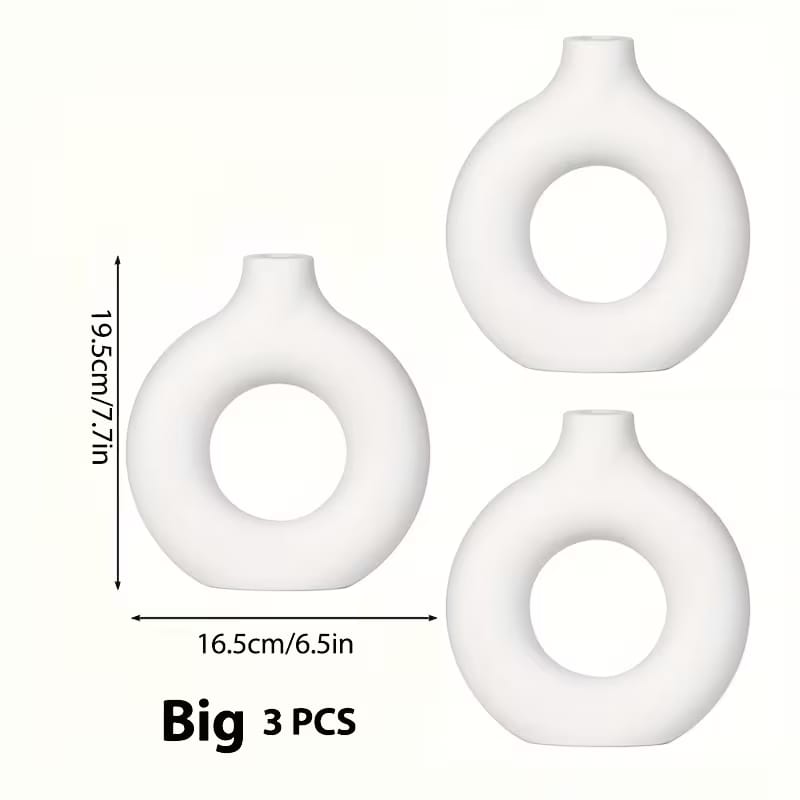 Elegant Donut Shape Ceramic Flower Vase