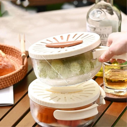 Multifunctional Fruit and Veggie Washing Bowl With Lid