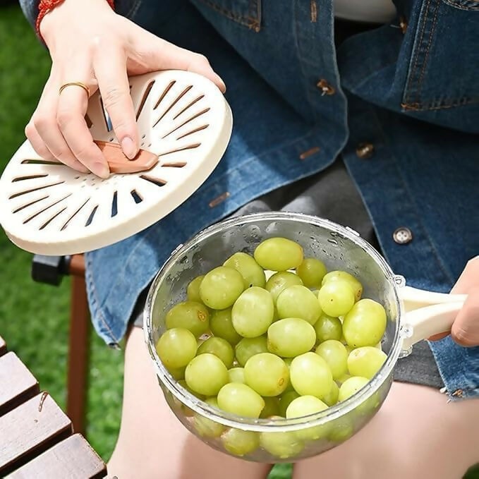 Multifunctional Fruit and Veggie Washing Bowl With Lid