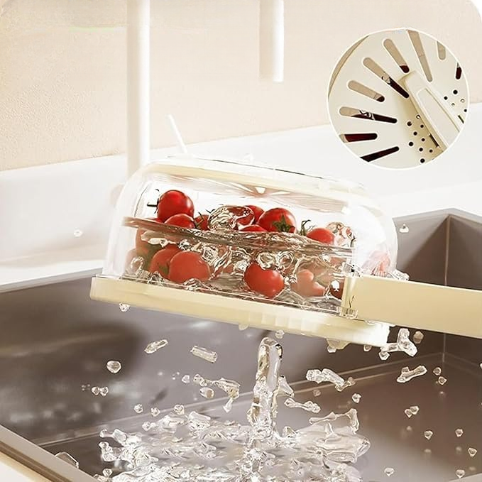 Multifunctional Fruit and Veggie Washing Bowl With Lid