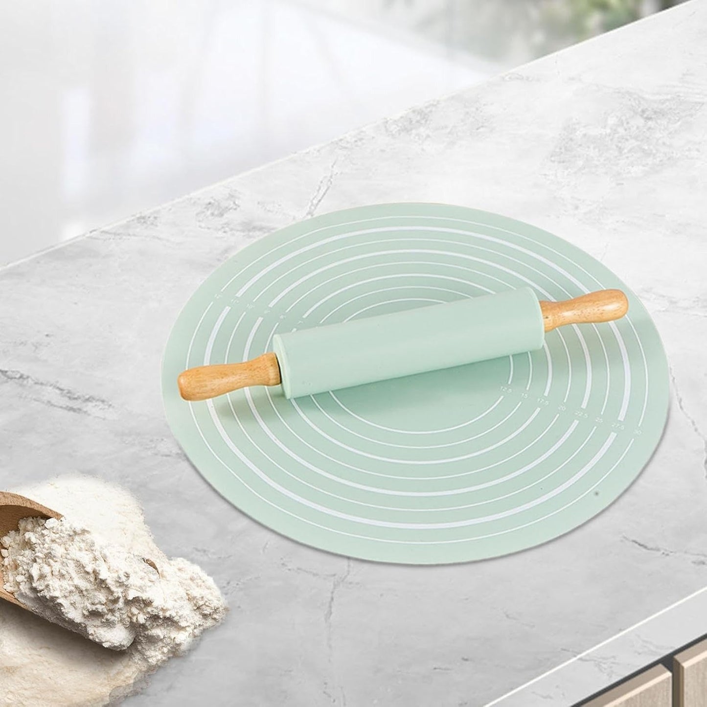 Round Silicone Kneading Pad With Rolling Pin