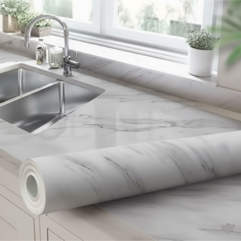 Grey Marble Texture Design PVC Waterproof Sheet (60cmx200cm)