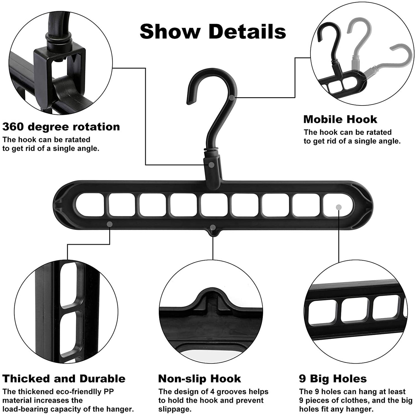 Magic Hanger - 9 Hole Hanger - Smart Cloth Organizing