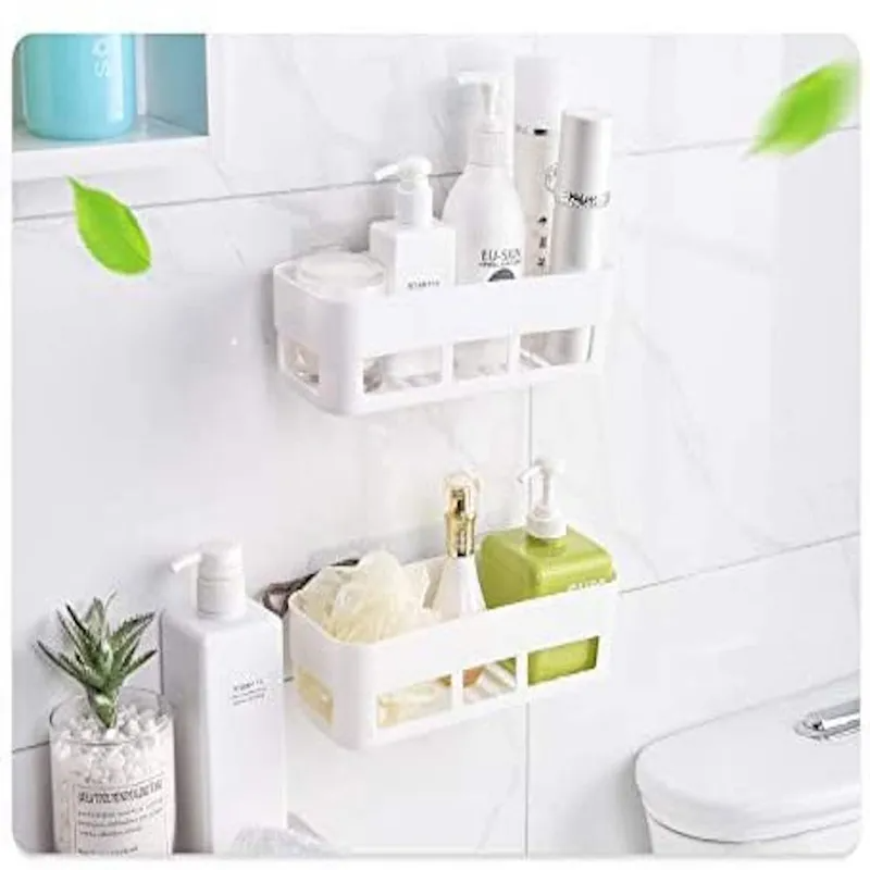 Plastic Storage Rack Self Adhesive Wall Storage Toilet Organizer