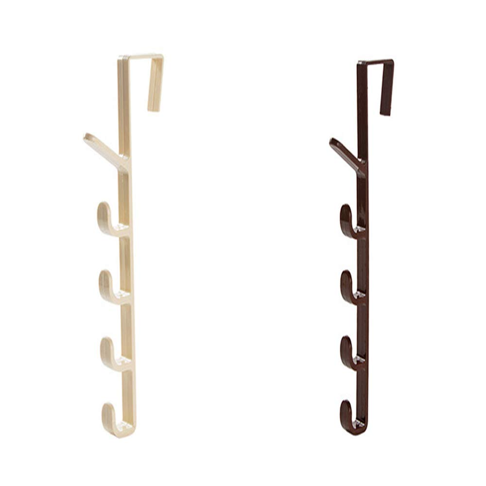 Over The Door Organizer Hanger Rack Coats Caps Clothes Holder with 5 Hooks