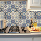 12pcs Blue & White Tile Stickers – Waterproof Peel & Stick Home Decor