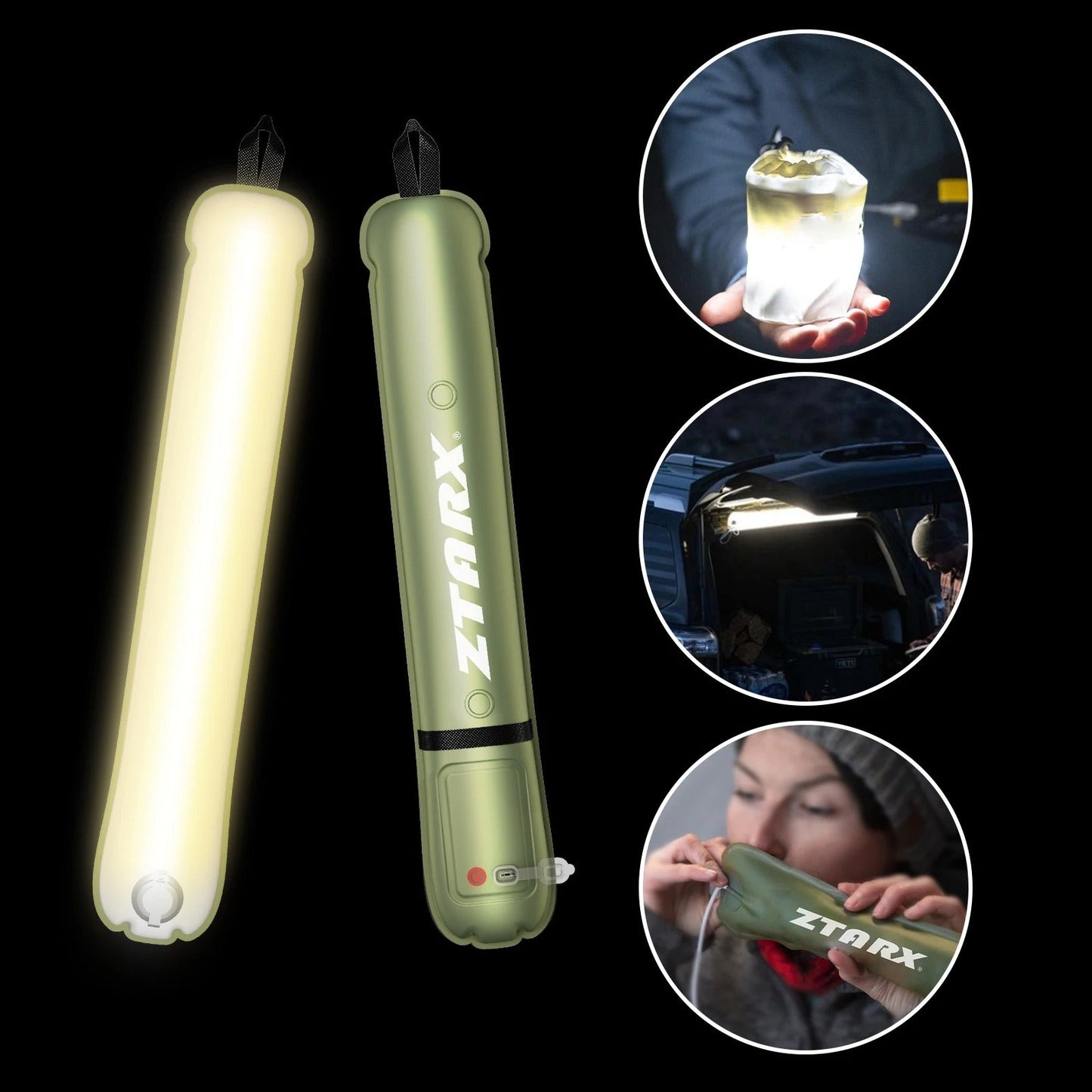Folding Inflatable Camping Light with Solar Charging