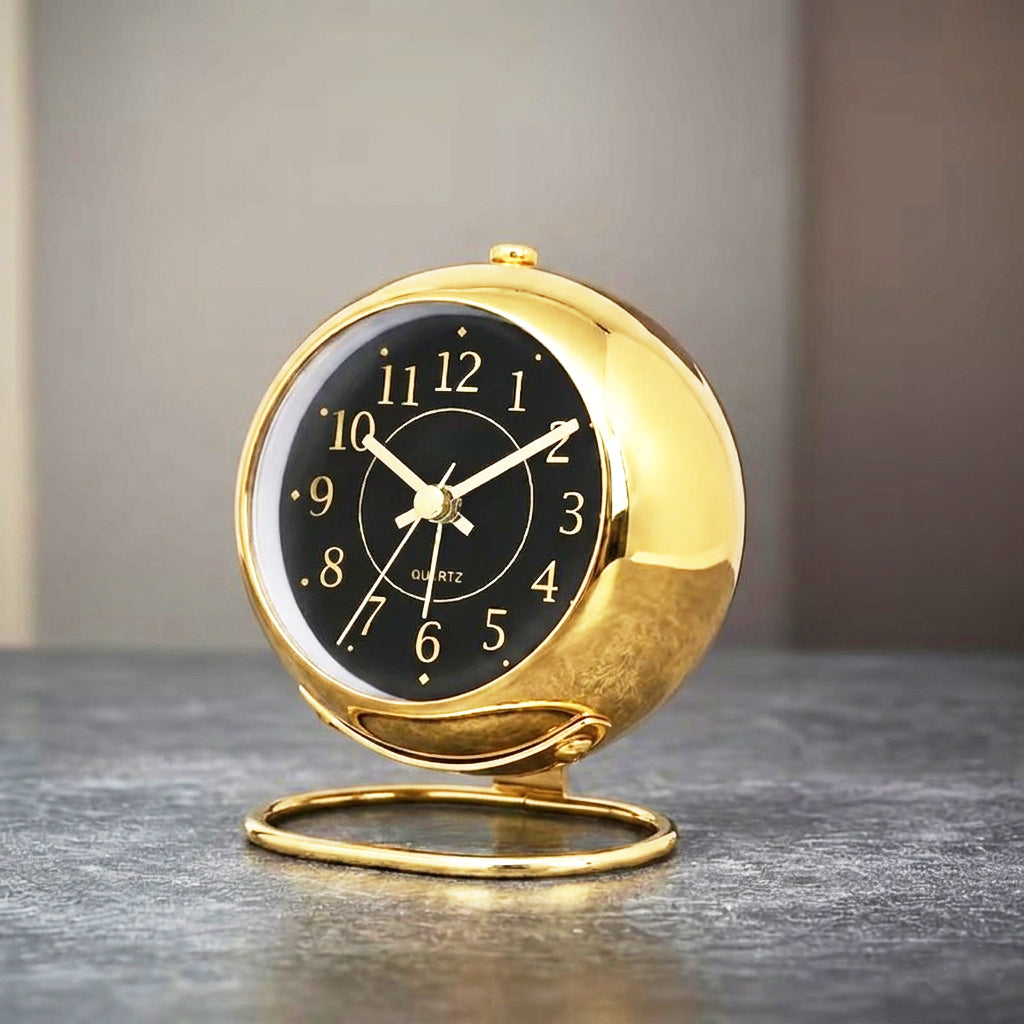 Creative Retro Gold Plated Metal Alarm Clock