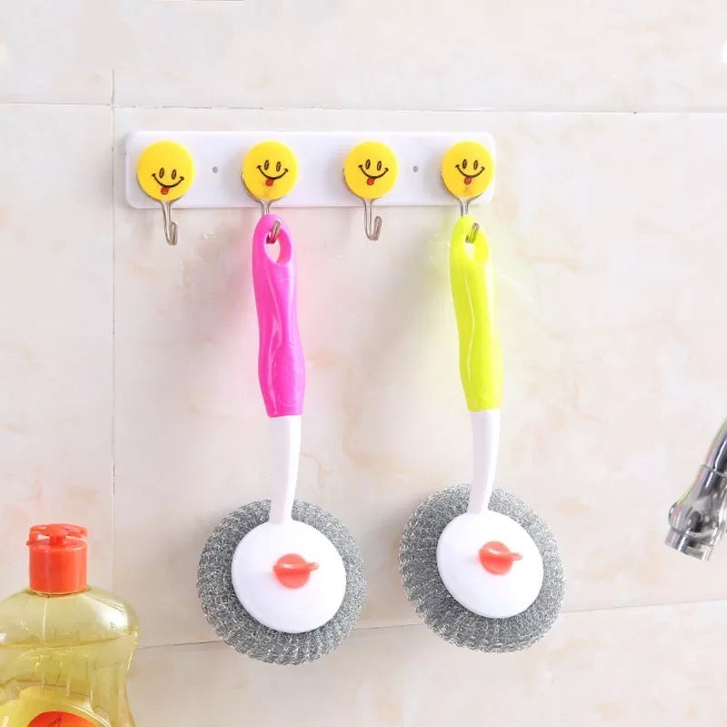 Pot Cleaning Steel Sponge with Long Handle