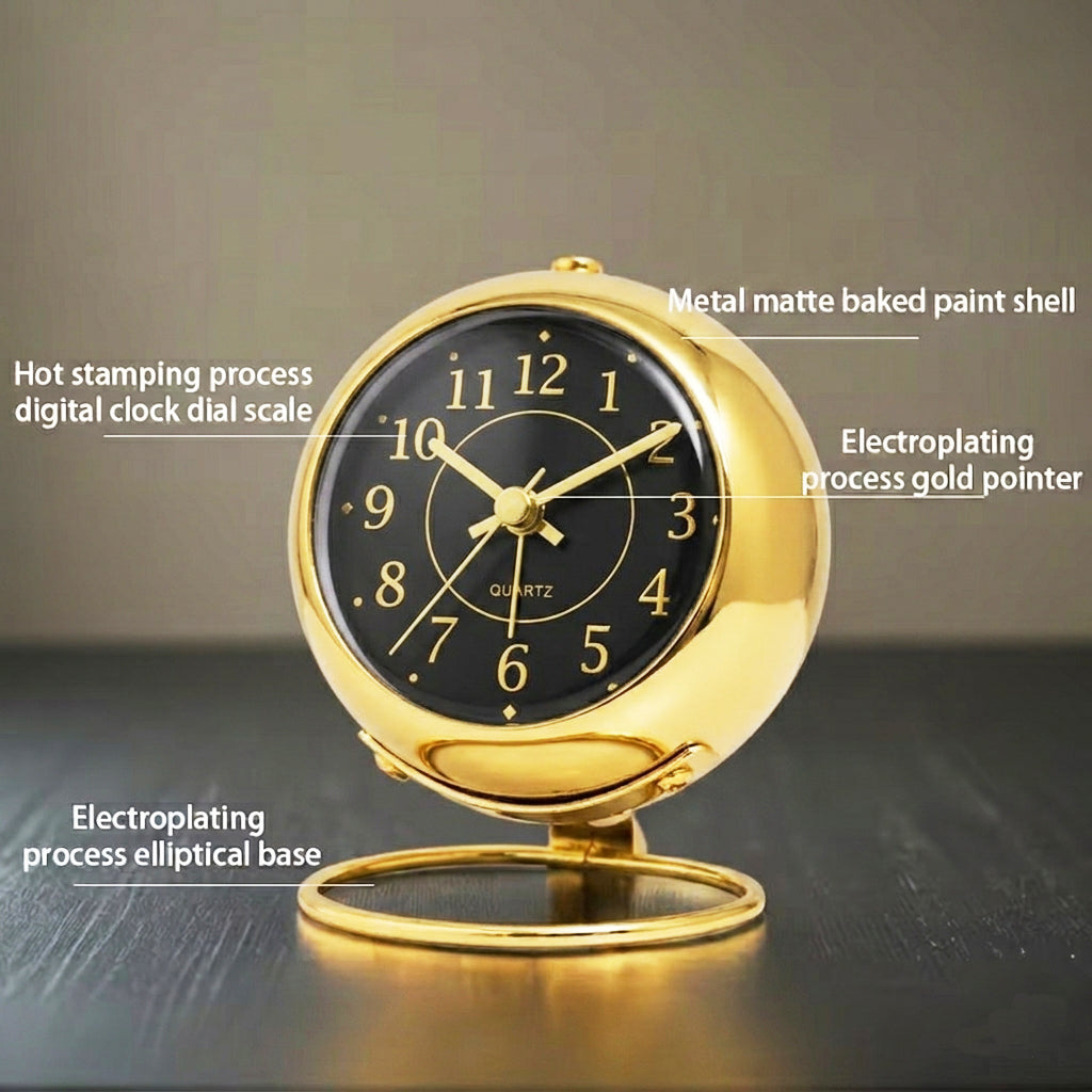 Creative Retro Gold Plated Metal Alarm Clock