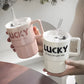 Lucky Glass Cup With Straw 380ML