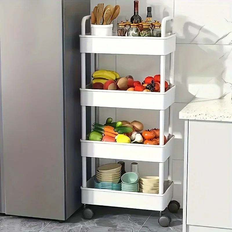4 Tier MultiFunctional Storage Shelf with Rolling Wheels