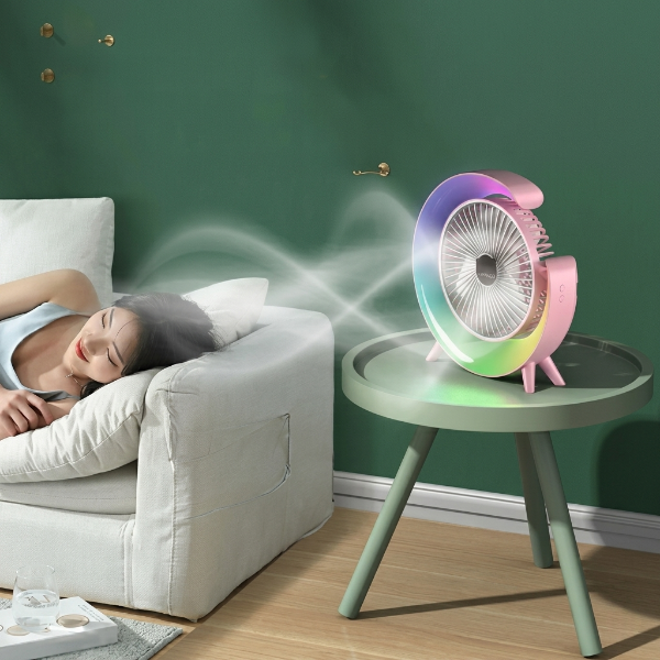 Rechargeable Multi Color Lightening Fan