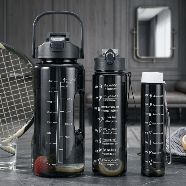 3Pcs Time Track Leakproof Water Bottle