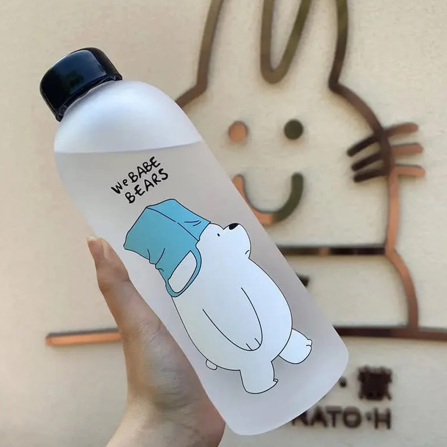 We Bare Bear Water Bottle with Straw