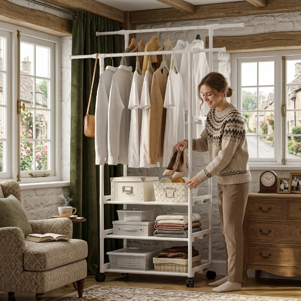 Portable Clothes Hanging Storage Rack