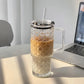 Stylish Glass Tumbler Cup with Handle & Straw