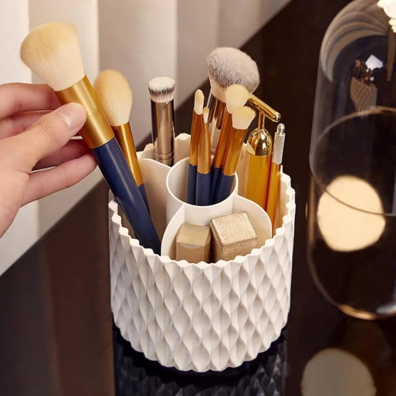 360° Rotating Makeup Brush Storage