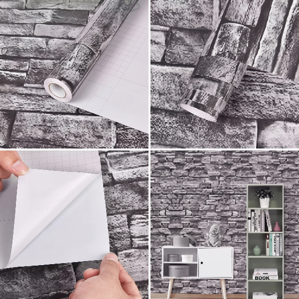 Self Adhesive Gray Brick Marble Sheet (60x200 CM)