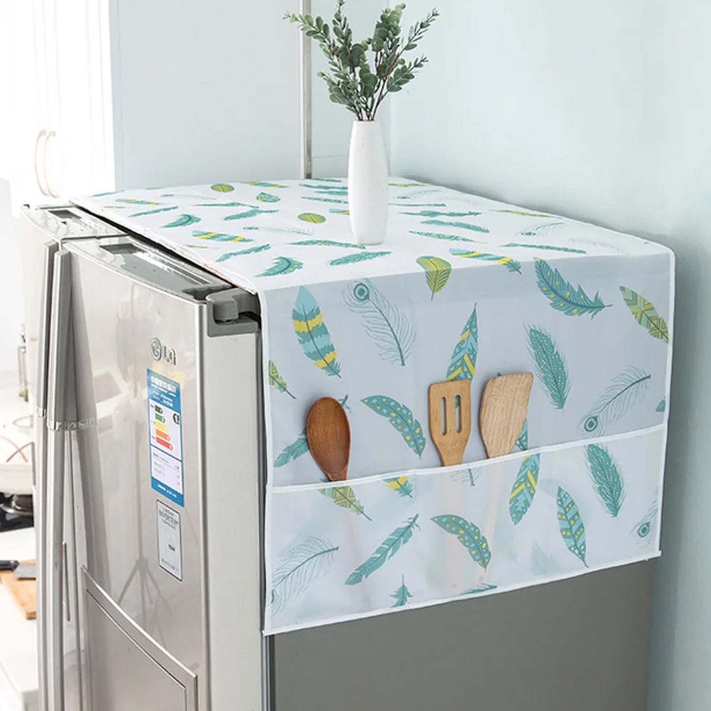 Dust Proof Fridge Cover with 6 Pockets (Imported)