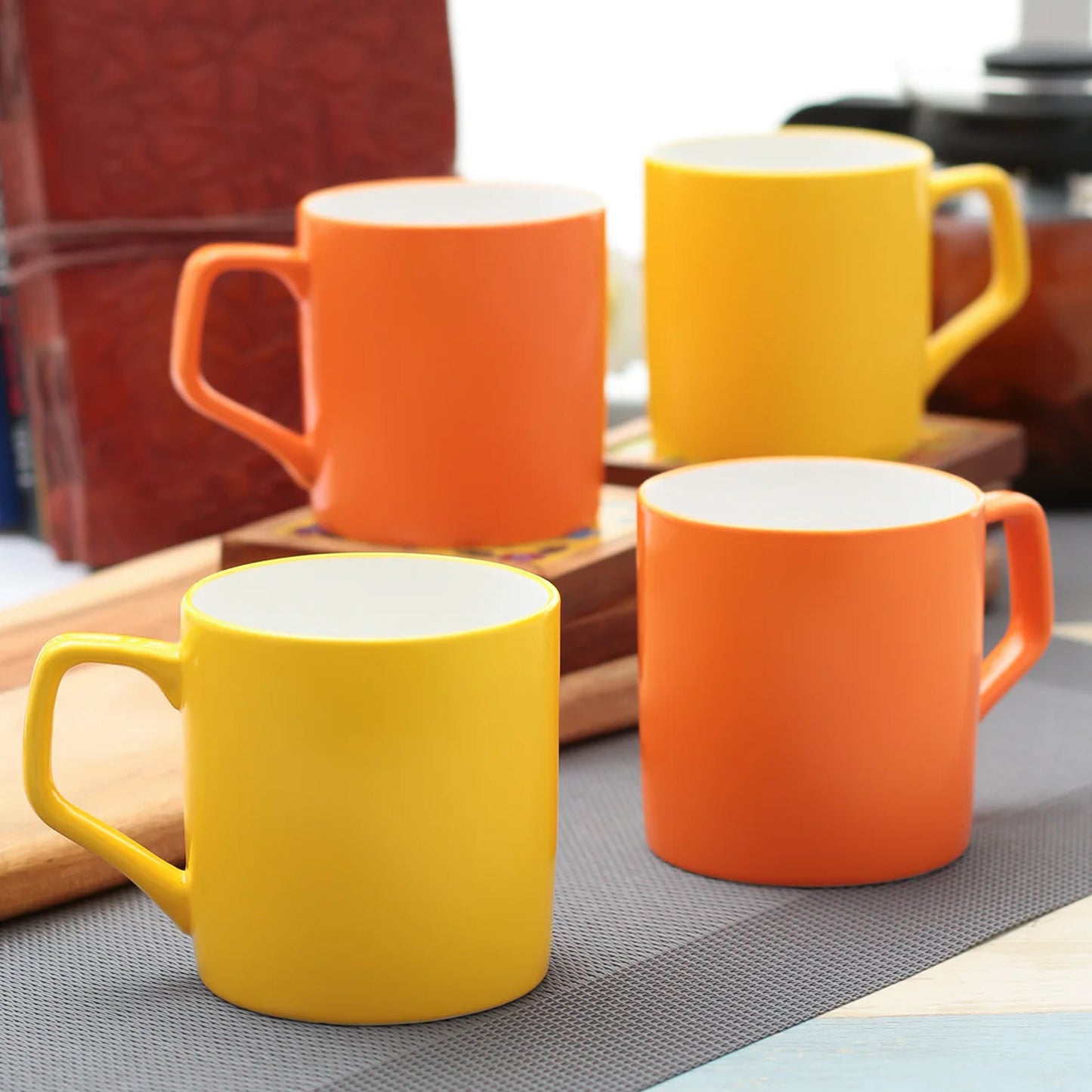 Unbreakable Double Color Plastic Tea Mugs (6pcs Set)