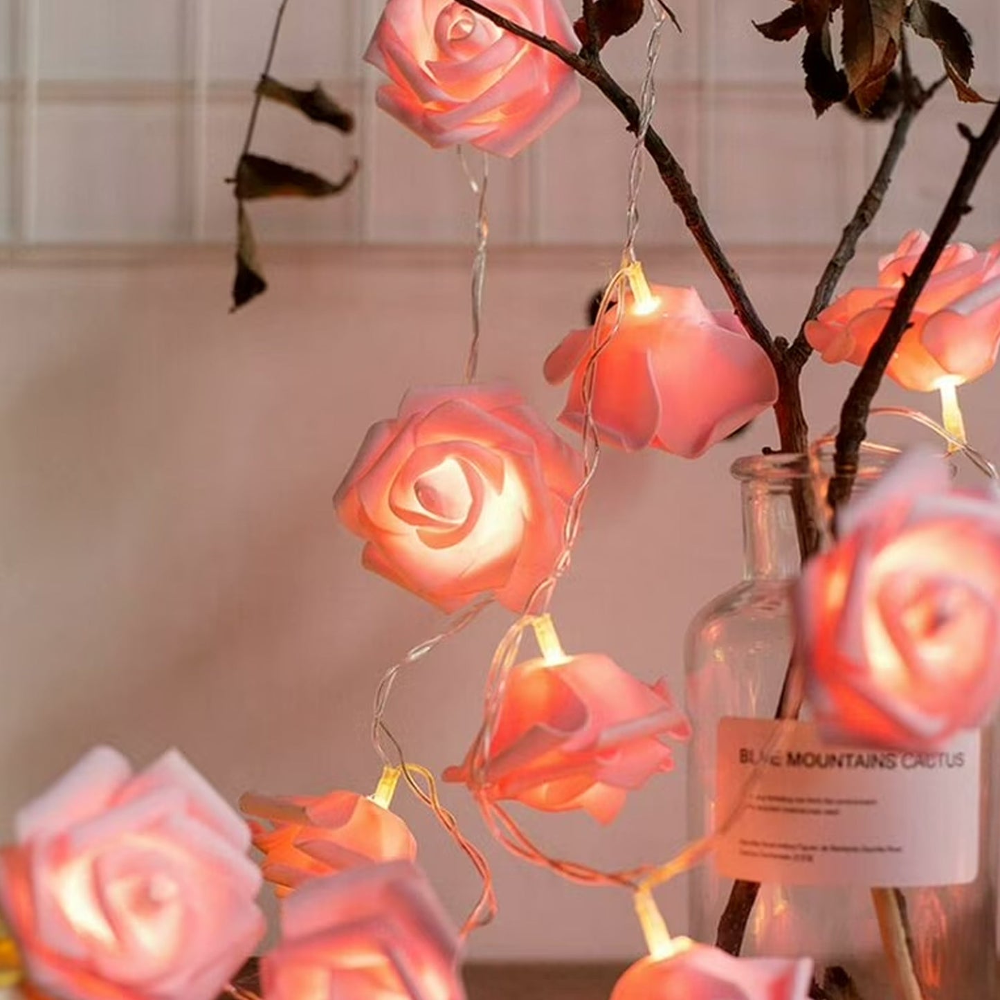 Elegant Pink Rose String Lights