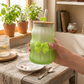 4PCs Frosted Glass Mug with Wooden Lid