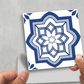 12pcs Blue & White Tile Stickers – Waterproof Peel & Stick Home Decor