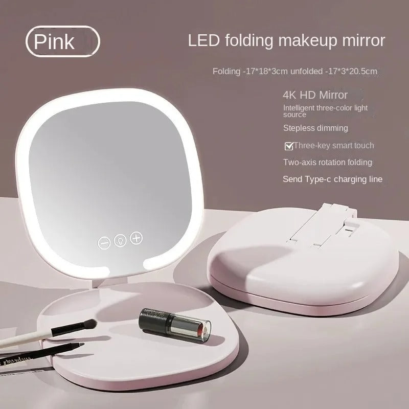 Foldable Desktop LED Makeup Mirror