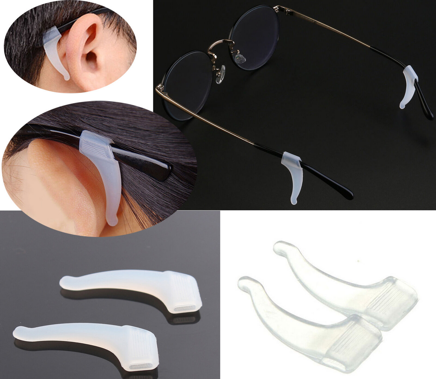 10pc Set - Silicone Anti Slip Ear Hooks For Glasses