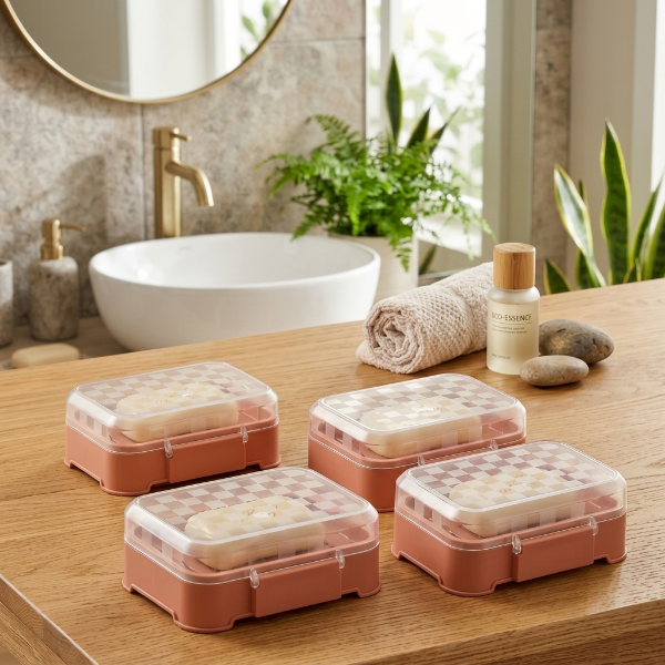 4PCS Self Draining Soap Storage Case