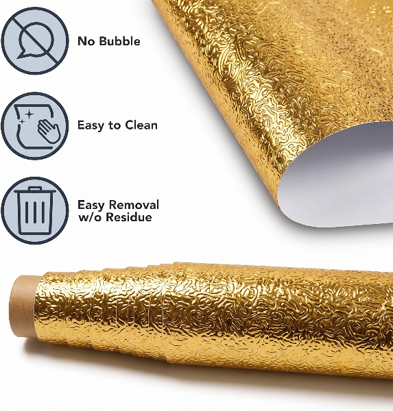 Self Adhesive Golden Texture Marble Sheet (60x200 CM)