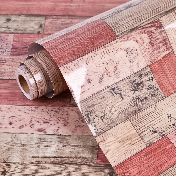 Self Adhesive Pink Floral Wood Marble Sheet (60x200 CM)