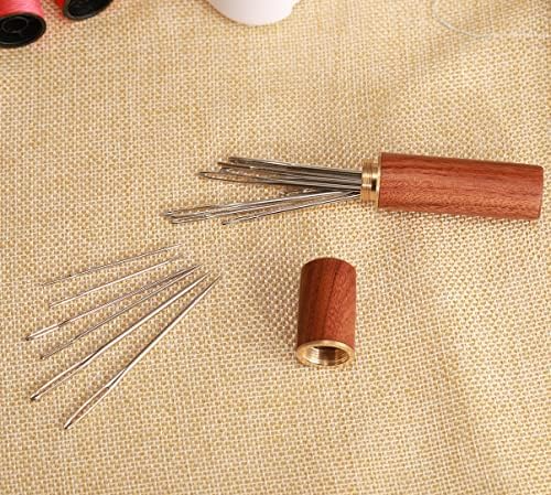 12Pcs Threading Needles With Wood Case