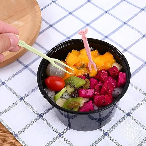 40 Pcs Plastic Cartoon Fruit Forks